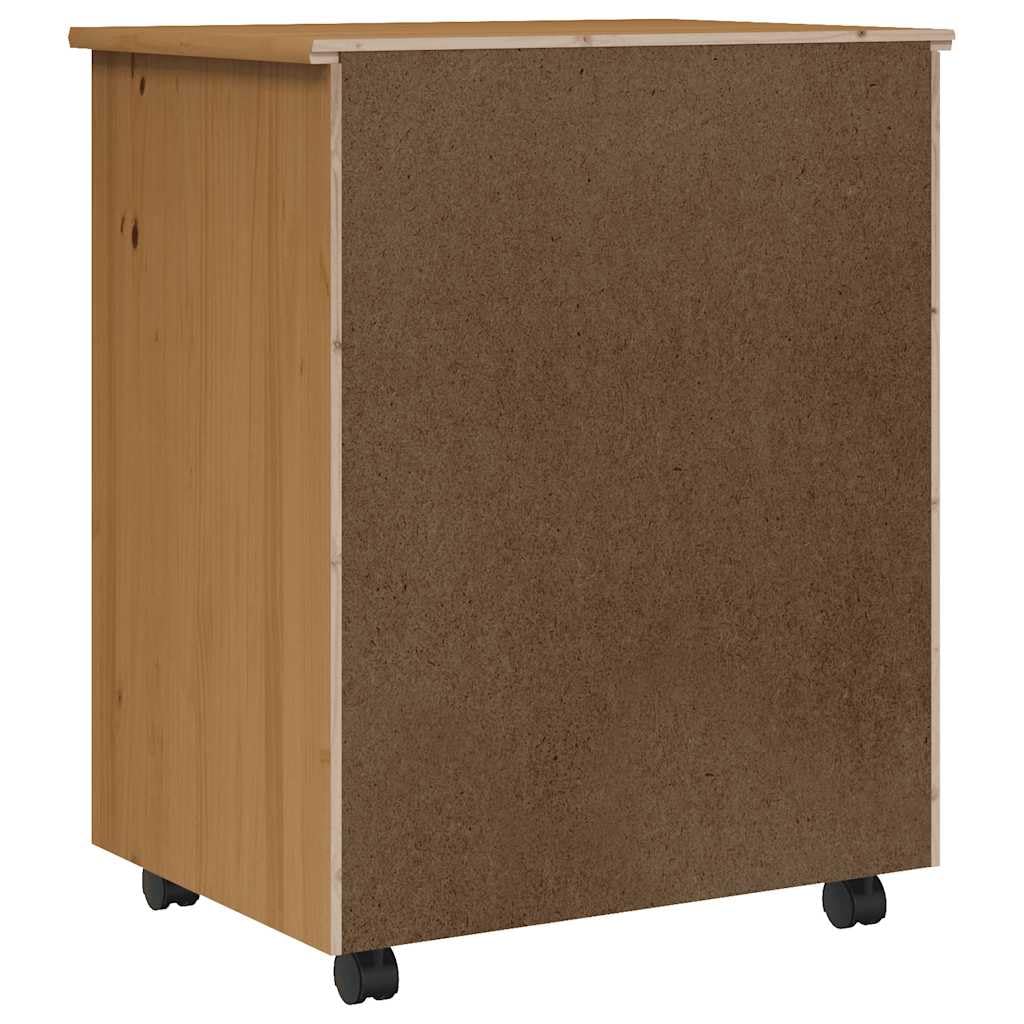 vidaXL Armoire roulante avec tiroirs MOSS bois de pin marron miel, commode, armoire à tiroirs, armoire de rangement bureau, classeur
