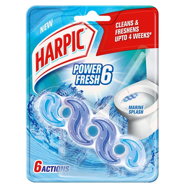 Harpic Power Fresh 6 Toilet Cleaner Rim Block, Marine Splash 35 g