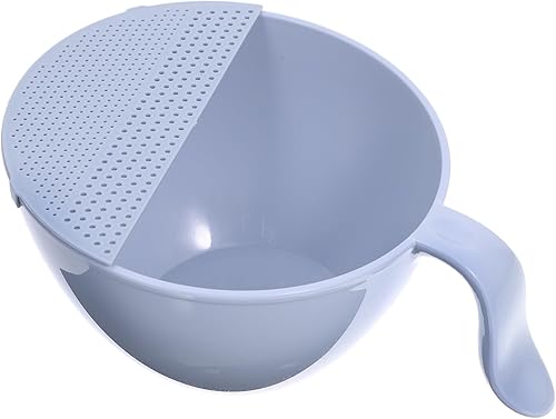Hemoton Cesta de drenaje multifuncional, colador de arroz de cocina, colador colador, tamiz de lavado de arroz con asa, coladores de lavado para