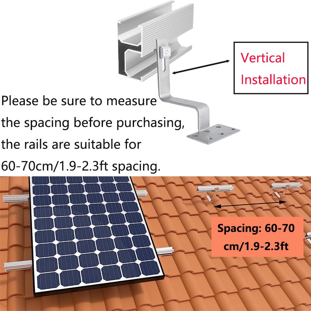 Juego de techo de ladrillo con soporte solar para 1 módulo, perfil de aluminio y gancho para techo fotovoltaico, soporte para módulo solar, abrazaderas ajustables para espesor de módulo de 30-35 mm