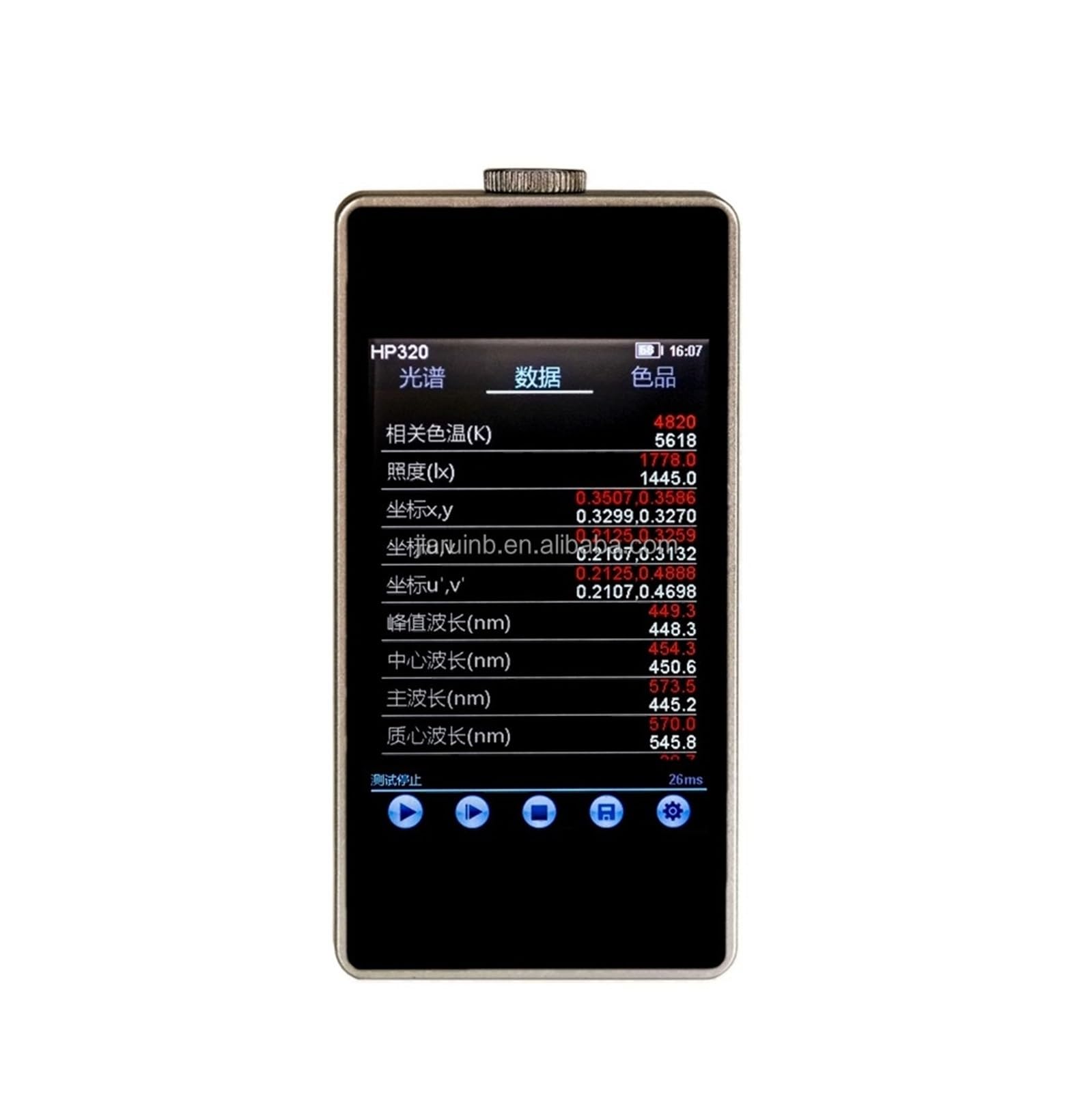 Otenc Nero Spectrometer, Portable Aluminum Wavelength Indication Tester Handheld Dc 12V Spectroscopic Analyzer Spectral Color Illuminance Meter