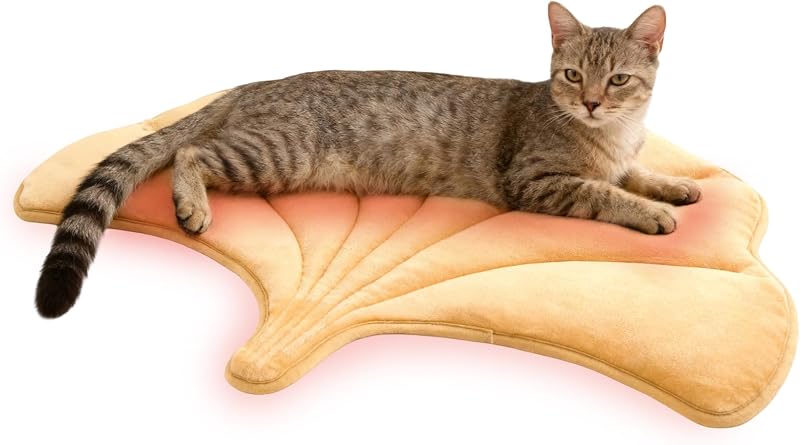Colchonete Reversível Autoaquecido para Gatos KOOLTAIL com Veludo Cristal e Folha Gingko, 83,82 x 63,5 cm