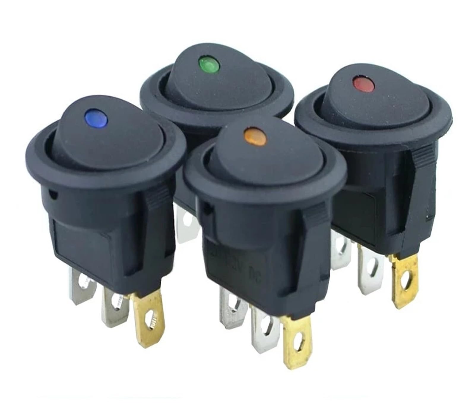 1Pcs Car 12V 3 Pin Round Rocker Dot Boat LED Light Toggle Switch SPST ON/Off TSIOHKBS(Red)