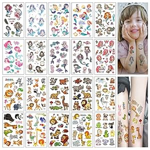 Tijdelijke Waterdichte Sticker Voor Dieren 20 Vellen Tijdelijke Tattoo Set Kinderen Zeemeermin Tattoo Sticker…