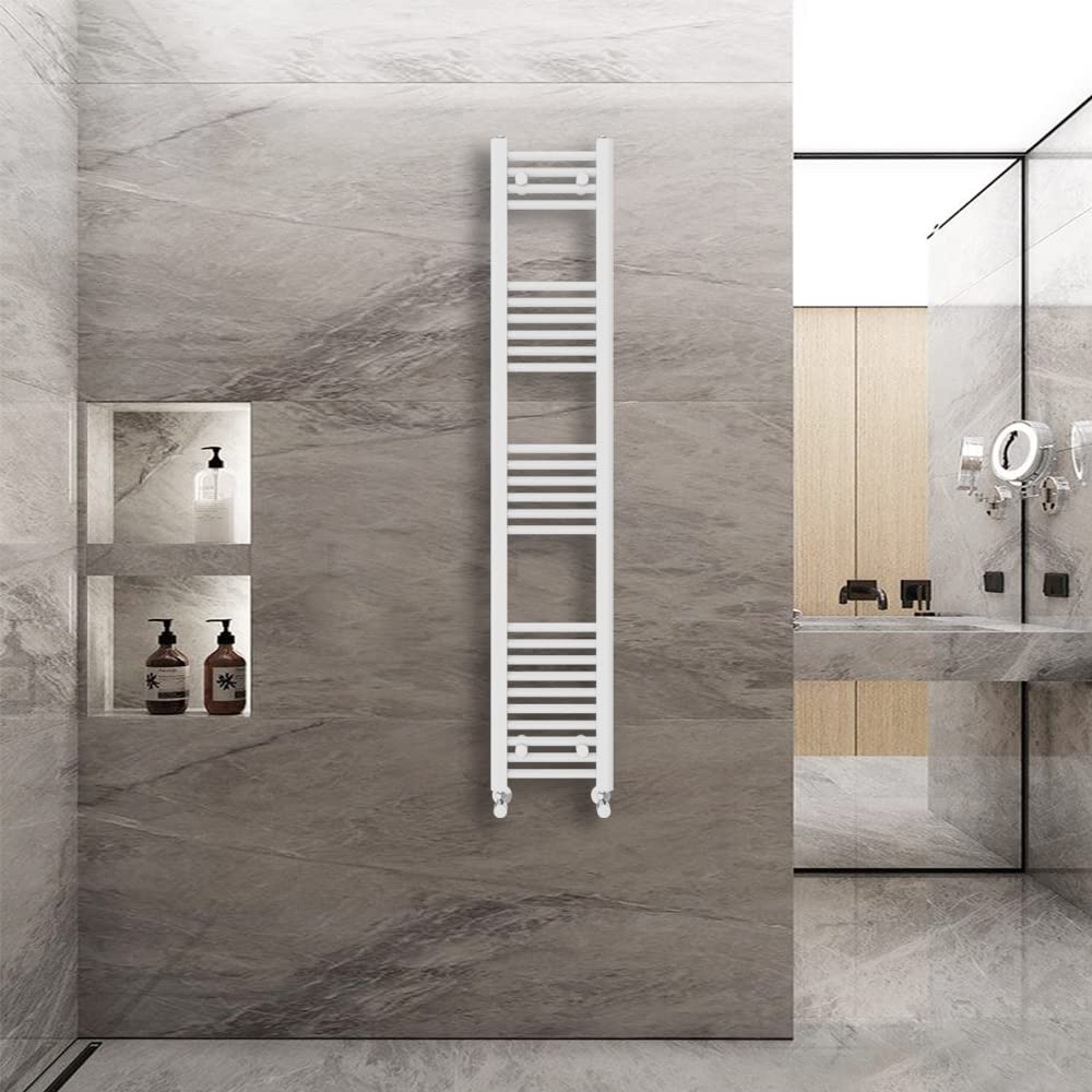 Warmehaus Straight Heated Towel Rail Radiator Ladder White 1600x300mm Central Heating Radiators for Bathroom Kitchen