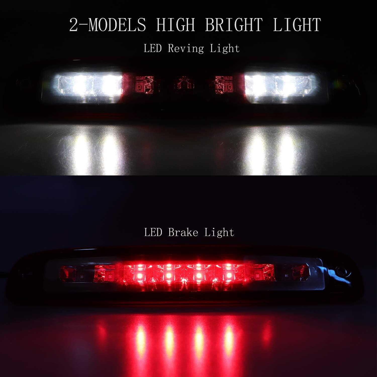 Tresound LED Third 3rd Brake Light For 1997-2010 Dodge Dakota, Cargo Light Center High Mount Lamp Tail Light (Red lens)