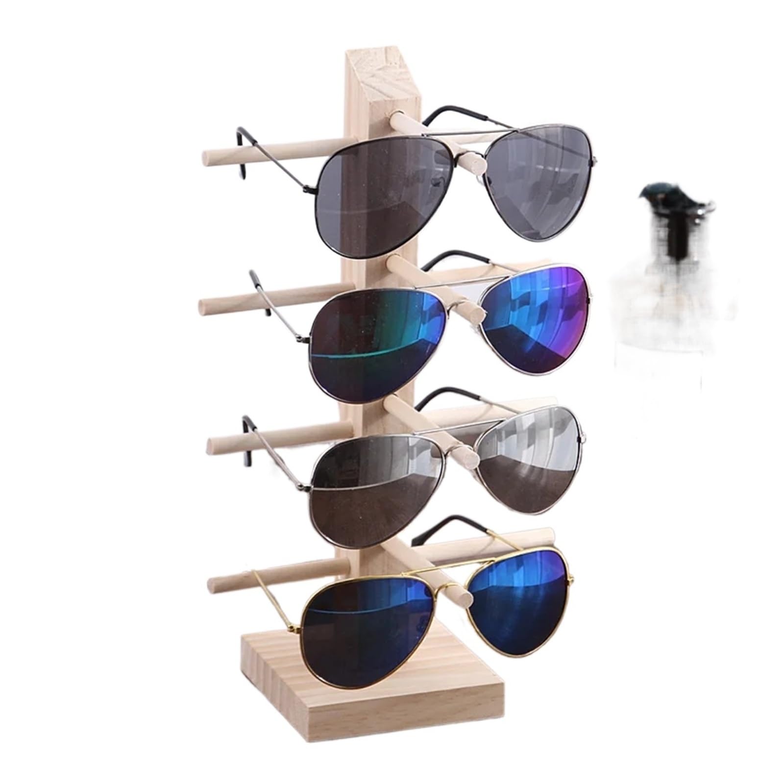 WWYYZAYC Multi Layers Wood Sunglass Display Rack Shelf Eyeglasses Show Stand Jewelry Holder For Pairs Glasses Showcase(4 LAYER)