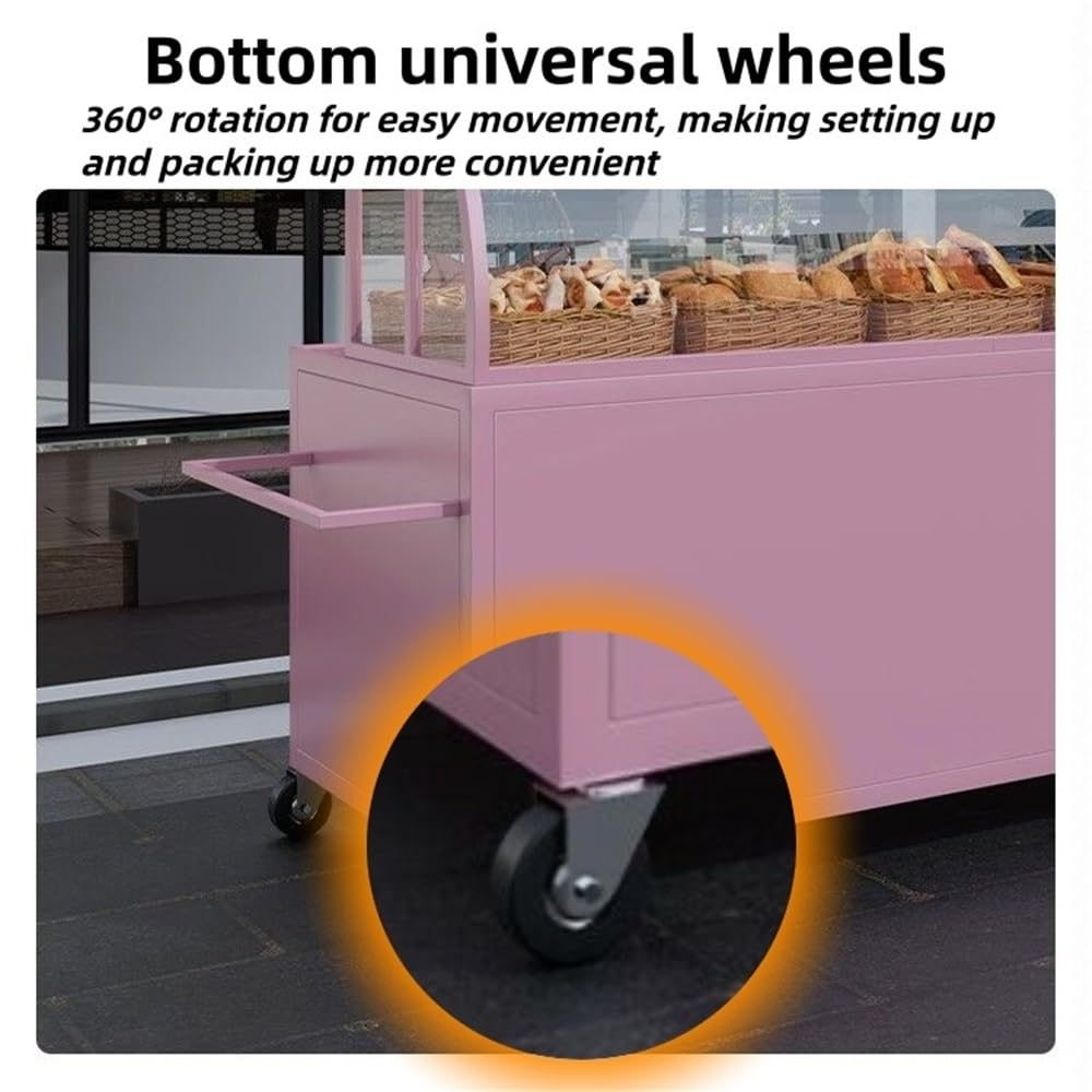 Carrello multifunzione in metallo con r& baldacchino in acrilico, perfetto per bancarelle di venditori, dessert, espositori di fiori nei centri commerciali ed eventi all'aperto, 119,9 cm di lunghezza