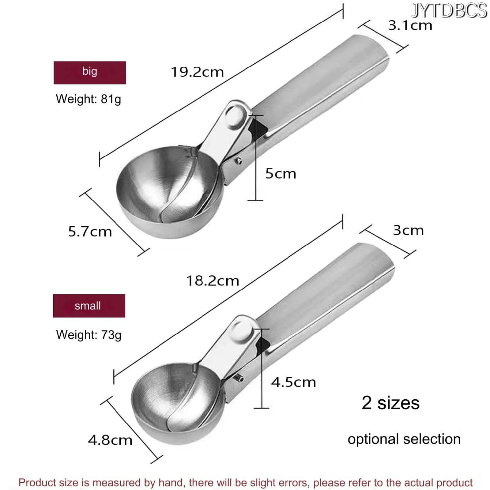 JYTDBCS 2 Pcs Ice Cream Scoop Stainless Steel Ice Cream Spoon,Restaurant Cooking Kitchen Utensils Ice Cream Potato Salad Meat Dumplings Stainless Steel Material Ice Cream Scoop - Image 2