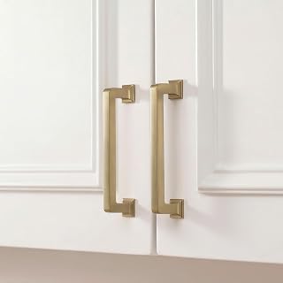 homdiy 10 Pack 3-3/4 Inch Champagne Bronze Cabinet Pulls Solid Zinc Alloy | Rustproof & Durable, Square Modern Design, Easy Installation, Smooth Edges, Screws Included, Ideal for Kitchen, Bathroom