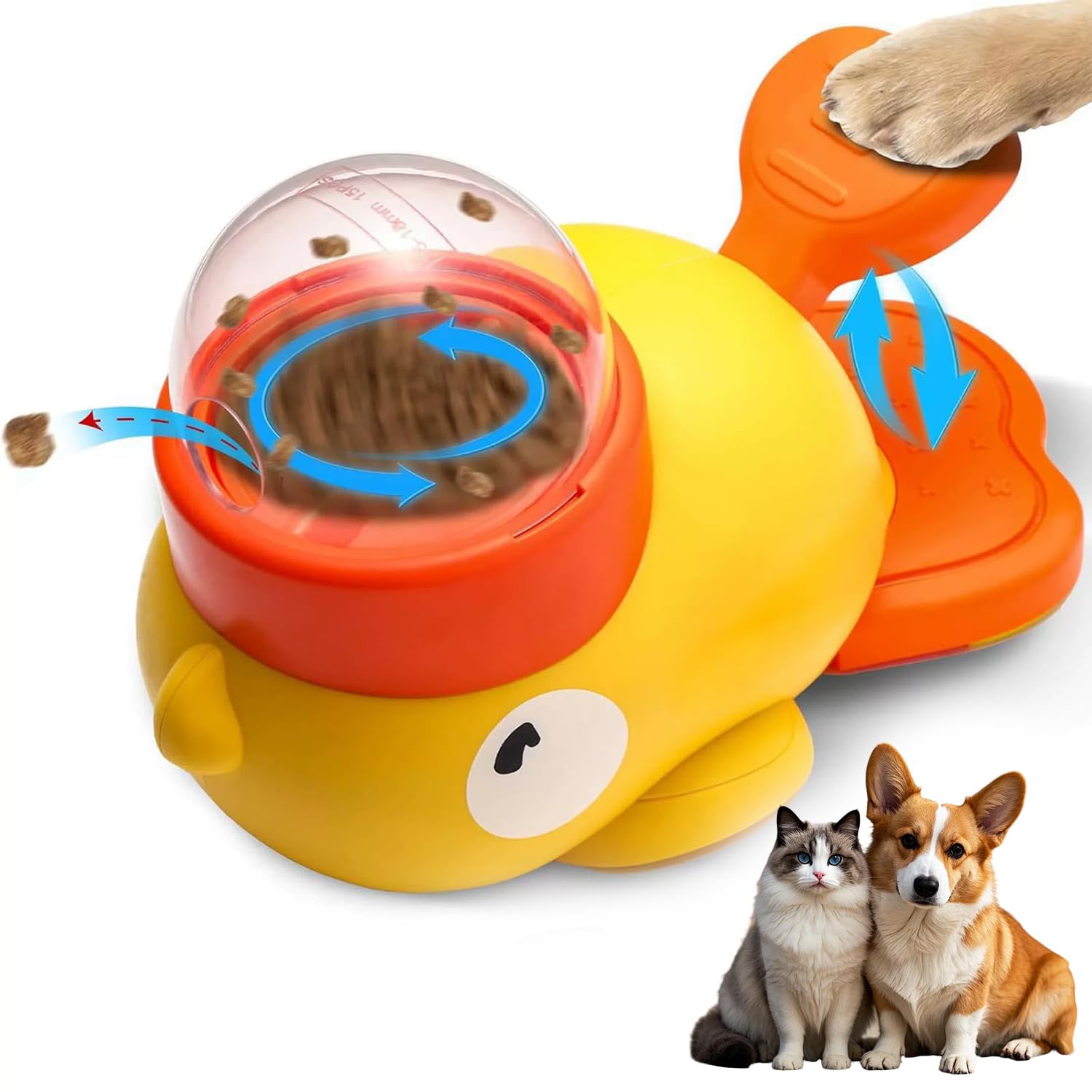Juguete de alimentación lenta para perros, dispensador de alimentos interactivo en forma de pato para perros y gatos, máquina de alimentación automática de entrenamiento de coeficiente intelectual