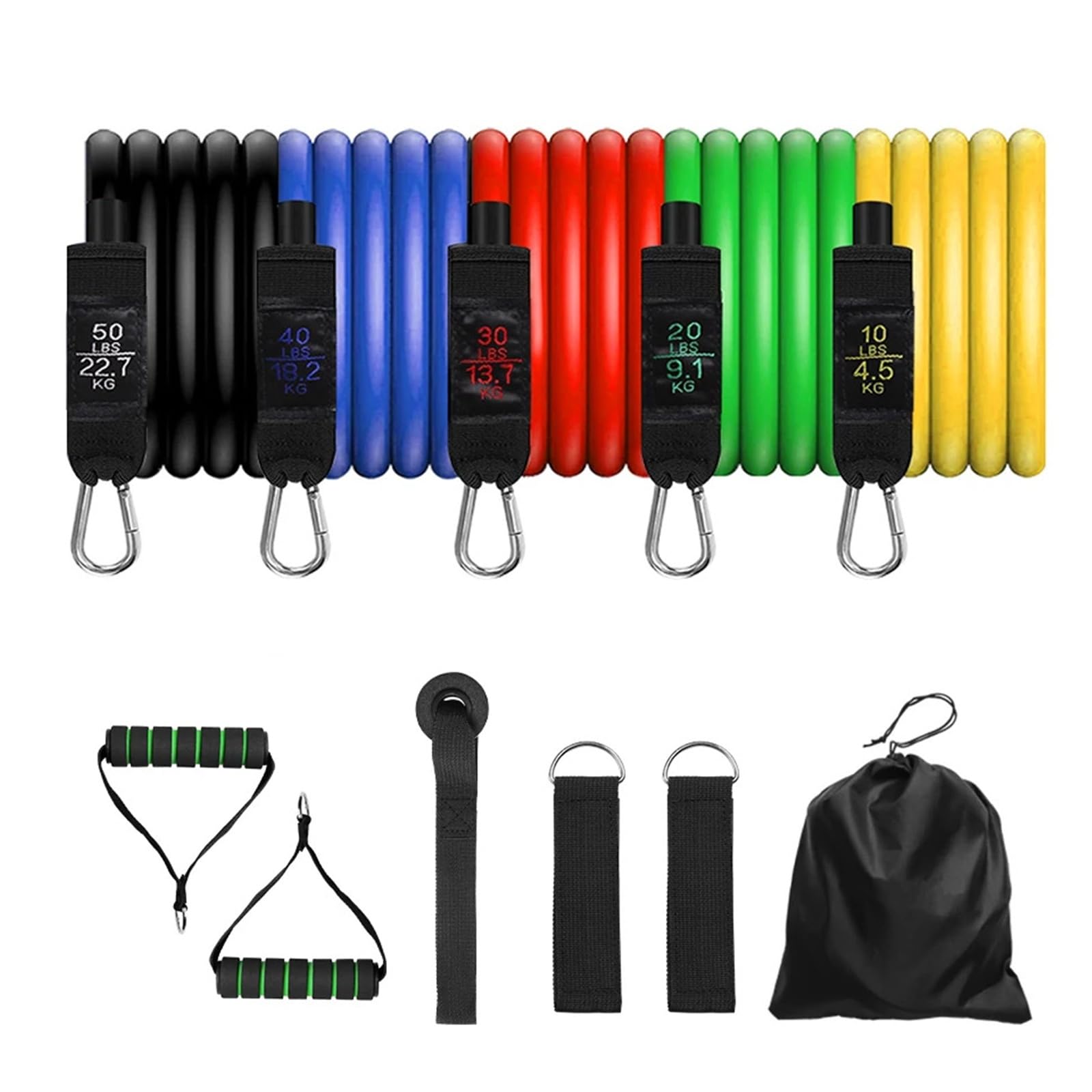 Zestaw Premium Fitness Resistance Bands do treningu domowego, opaski do ćwiczeń z kotwicą do drzwi, uchwytami i paskami do jogi, pilatesu, treningu siłowego i terapii fizycznej (HLG changui)