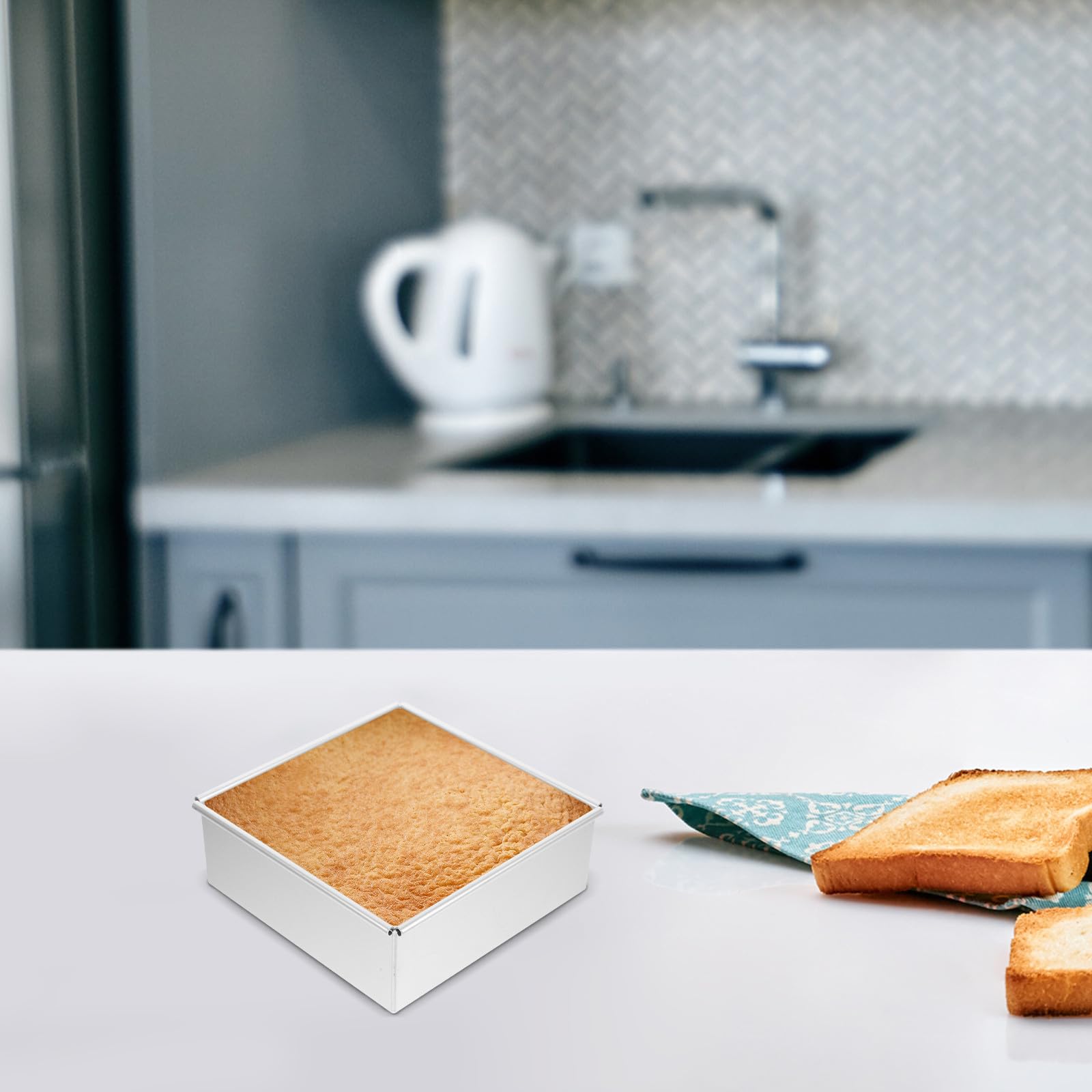 Molde para Hornear Cuadrado Pequeño de Aleación de Aluminio, 2 Piezas | Base Desmontable, Color Plata, Limpieza Fácil, para Restaurantes y Cocinas Profesionales
