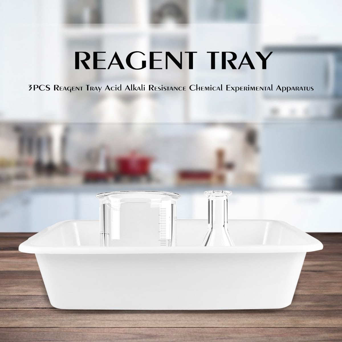 Alipis Set da 3 Vassoi da Laboratorio per Reagenti Chimici, Resistenti ad Acidi e Alcali, in Plastica Leggera Dimensioni Grande, Media e Piccola, Accessori per Attrezzature Sperimentali