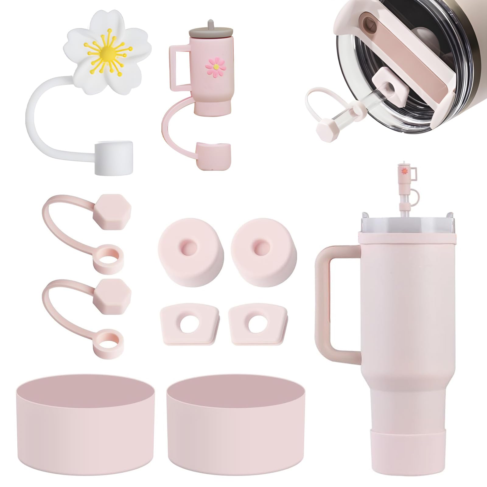 Accessoires Pour Coupe Stanley LUOJINYI - Sangle, Protège-Base, Couvercles Paille (800-1100ml)