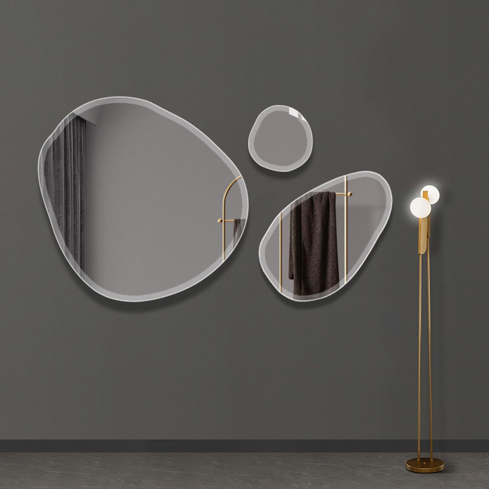 Specchio Irregolare, Set di 3, Specchio da Parete Asimmetrico, Specchio da Bagno, Specchi Decorativi, for Soggiorno, Bagno, Camera da Letto, Decorazione da Parete for Ingresso