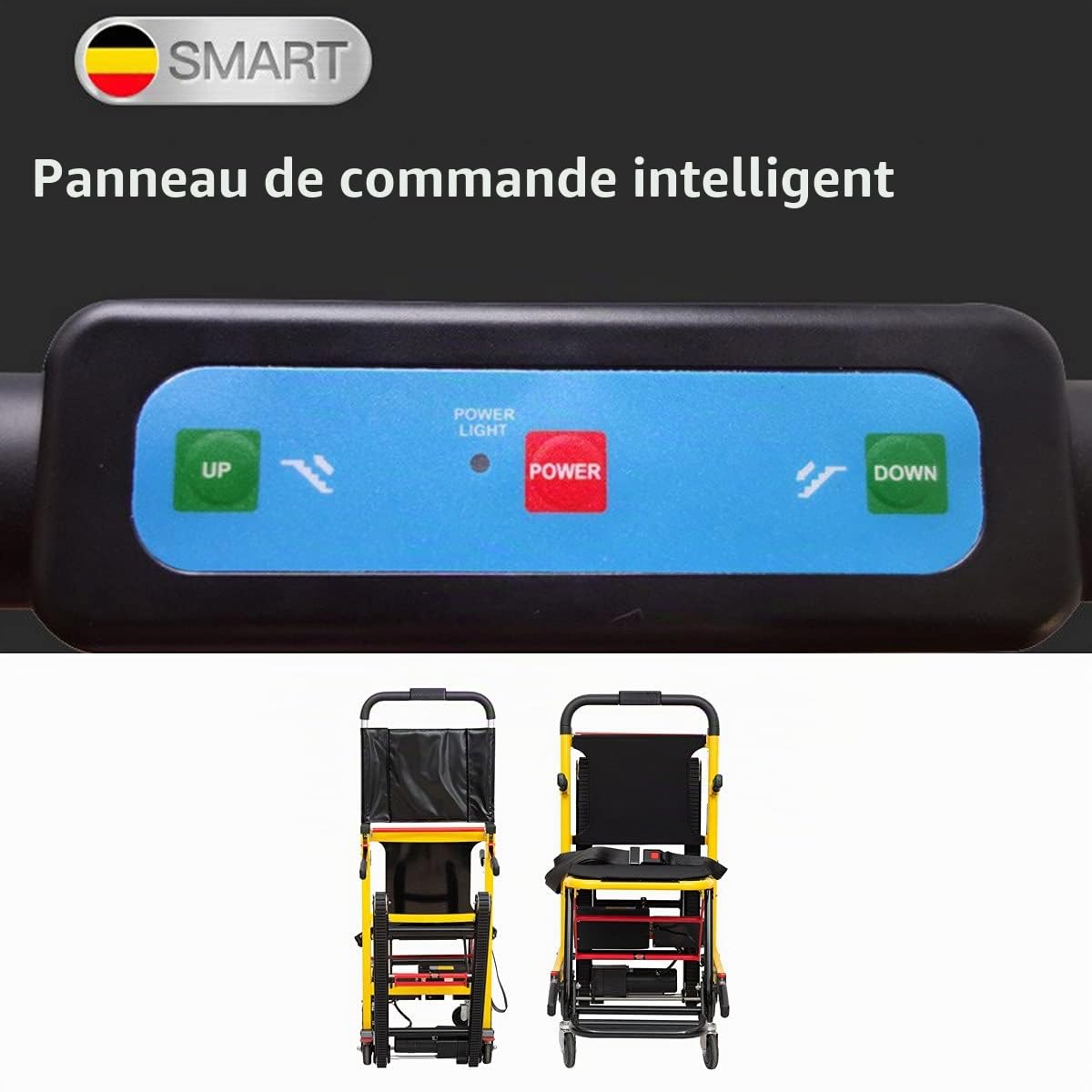 Monte escalier Electrique, Fauteuil Roulant Pliable pour Monter Les escaliers, châssis de Levage Intelligent, Peut Monter et descendre Les escaliers, Personnes âgées handicapées