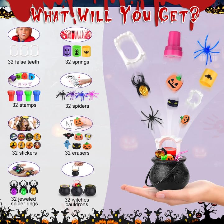 256 PCS Halloween Party Favors, Mini Witches Cauldron, Bulk Halloween Toys - image 6