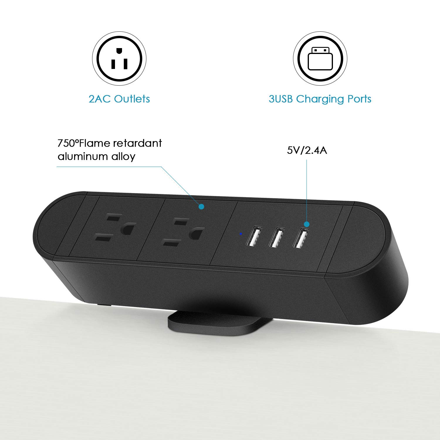 Buy Desktop Edge Power Outlets with USB Ports,Desk Clamp Power Strip