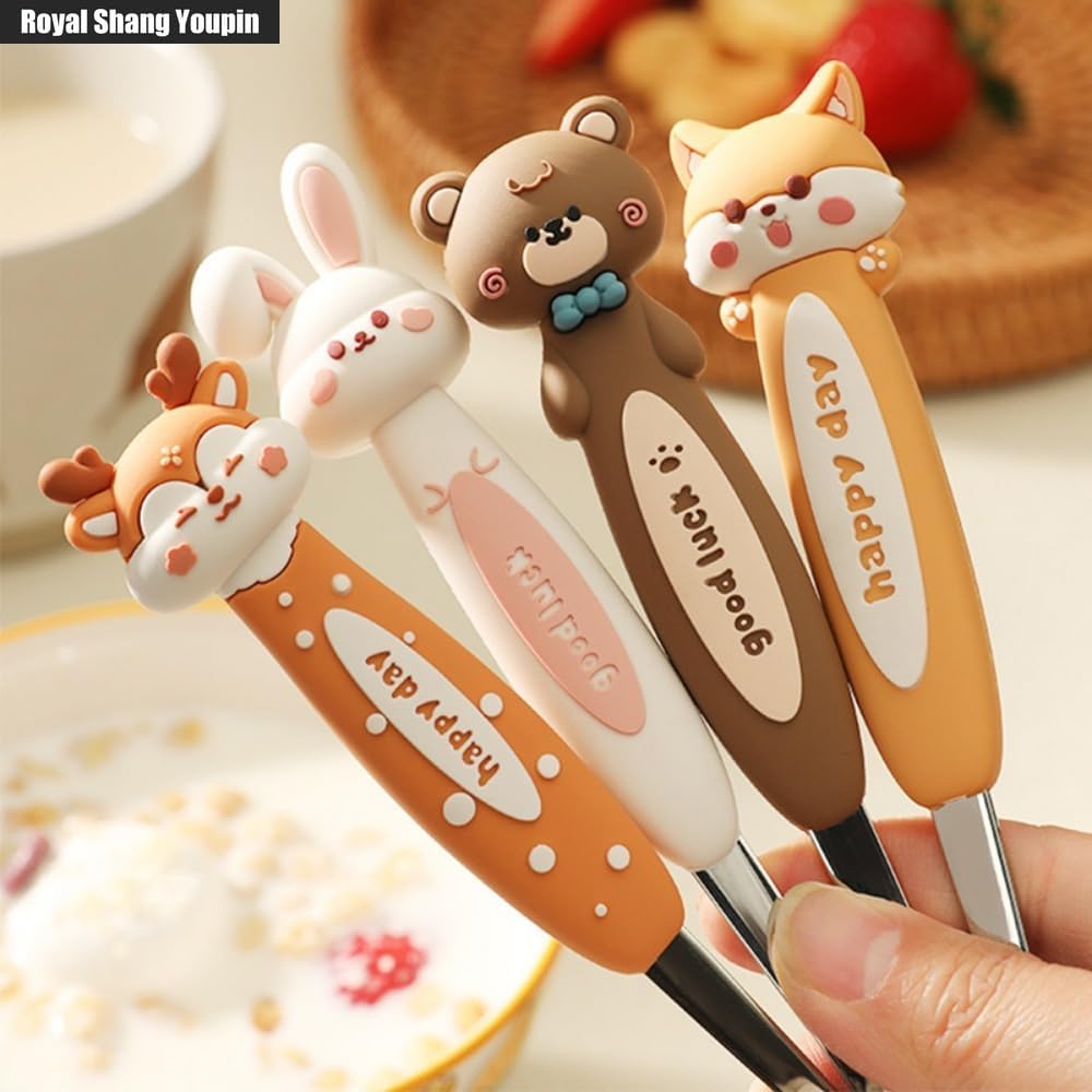 (4 Pieces) Cartoon Spoon Stainless Steel Cutlery Dining Spoon Spoon Tableware Spoon Delicate Dining Spoon Soup Spoon Table Setting (mash-up)