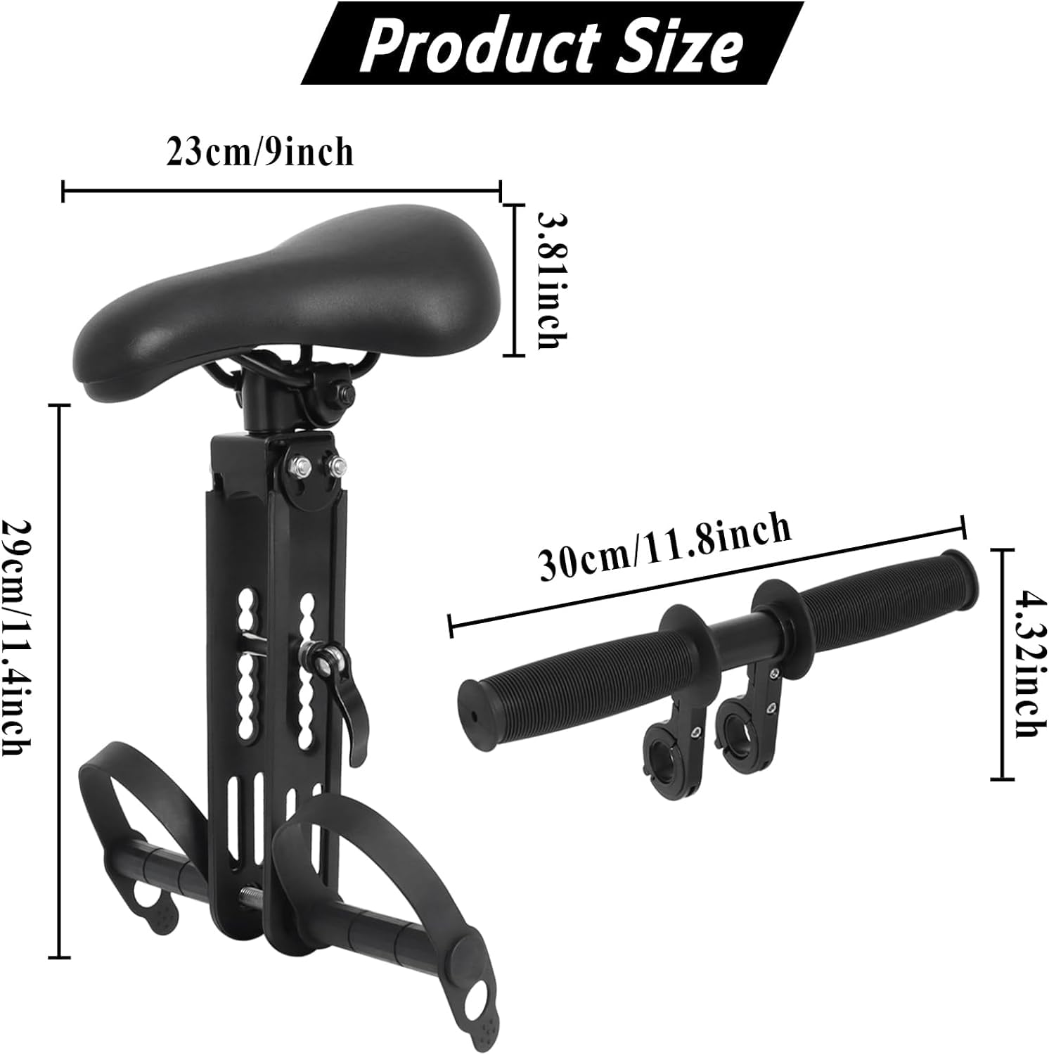 Selle de Vélo Enfant Avant avec Guidon et Pédalier, Siège Vélo Enfant Compatible VTT Adulte, Porte Enfant Amovible 2-5 Ans