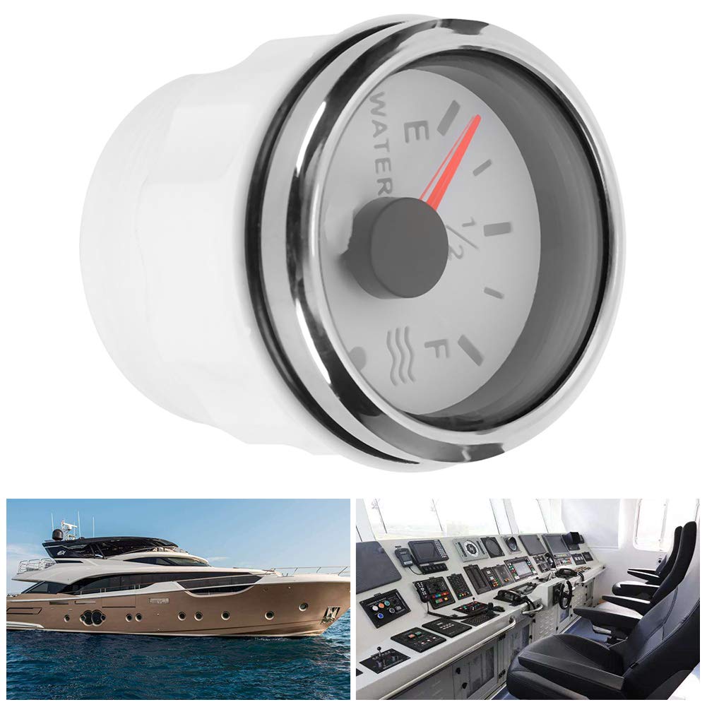 Wassertankanzeige | 52 mm / 2 Zoll Wasserstandsanzeiger 9-30 V DC Smart Alarm für europäisches RV 0-190 Ohm Sensor für Marineboote (Weiß)