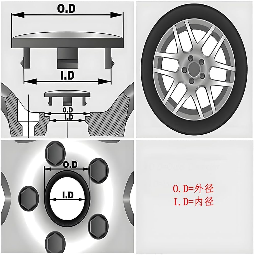 ホイールキャップ センターキャップ タイヤ ハブ カバー 交換 外径60mm 内径56mm シール対応 A 4個 60mm車用ハブキャップ適合フェラーリ ポルトフィーノ, 4個防水ホイールセンターキャップ ホイール防塵装飾アクセサリー 車のロゴが