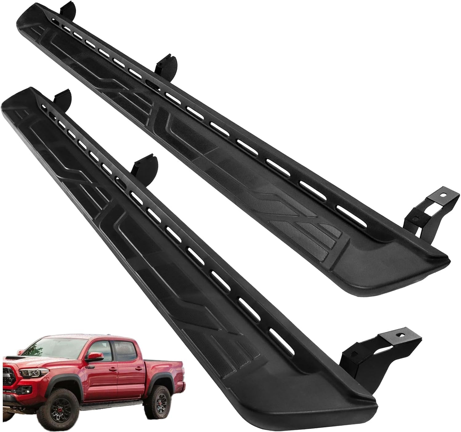 similar to stock photo 7\" running boards for 2005-2023 toyota tacoma double cab crew cab 4-door 2nd 3rd gen side steps nerf bars 600lbs heavy duty manganese steel + abs black