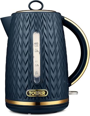 Tower Empire 1.7 Litre Rapid Boil Kettle, 3000W, Midnight Blue, T10052MNB