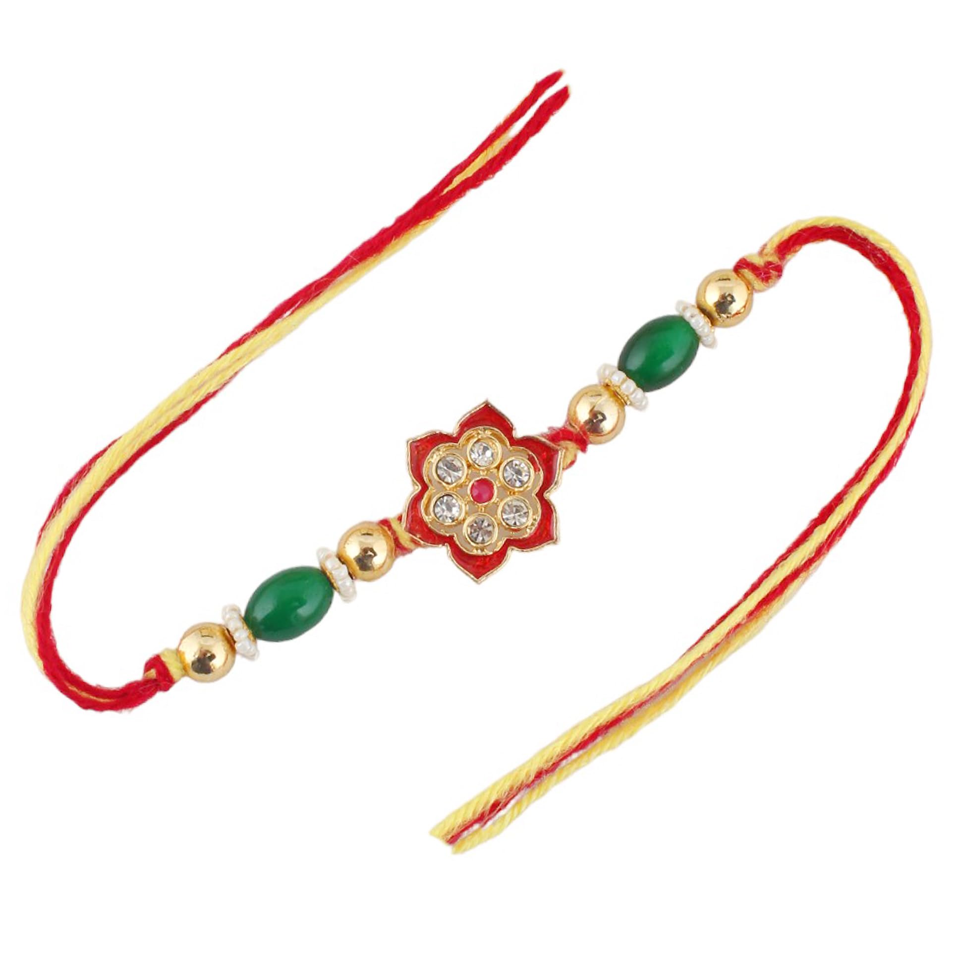 Lucky Jewellery Designer Gold-Plated Maroon Color Meena Red & Yellow Thread Rakhi -Fancy Rakshabandhan Rakhee Bracelet for Brother/Bro/Bhaiya/Bhai/Bhabhi Rakshasutra (111-JPM1CR1-1847-MG-2) (B07V627FPN) Amazon Price History, Amazon Price Tracker