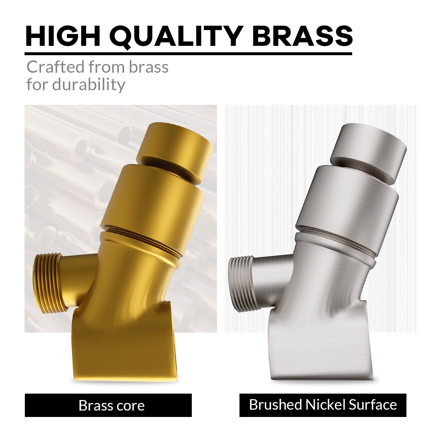 Soporte de cabezal de ducha de mano de metal, soporte de varita de ducha ajustable con soporte universal para brazo de ducha y bola pivotante de latón, para conectar el brazo de ducha y la manguera de