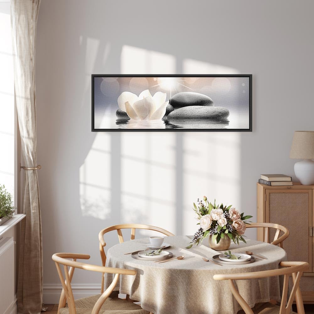 murando - Quadro Fiori Giglio 150x50 cm - 1 pezzo Stampa su Tela XXL Quadri Moderni Murale Moderno Grafica Decorazioni da Parete per il Soggiorno Floreale Pietre Beige Natura b-B-0268-b-a
