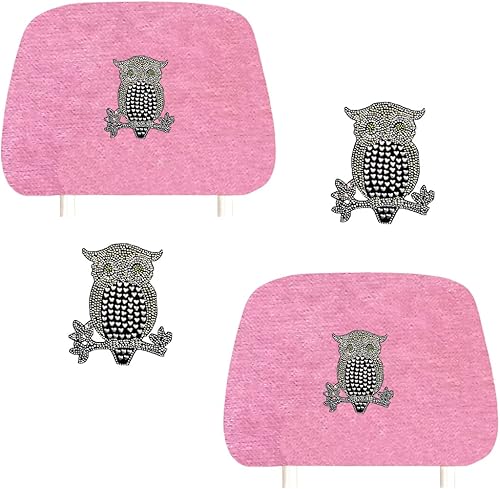 Miniatura 5 de ALLBrand Fundas universales para reposacabezas de asiento de automóvil, camión, con diamantes de imitación y tachuelas, color rosa, paquete de 2