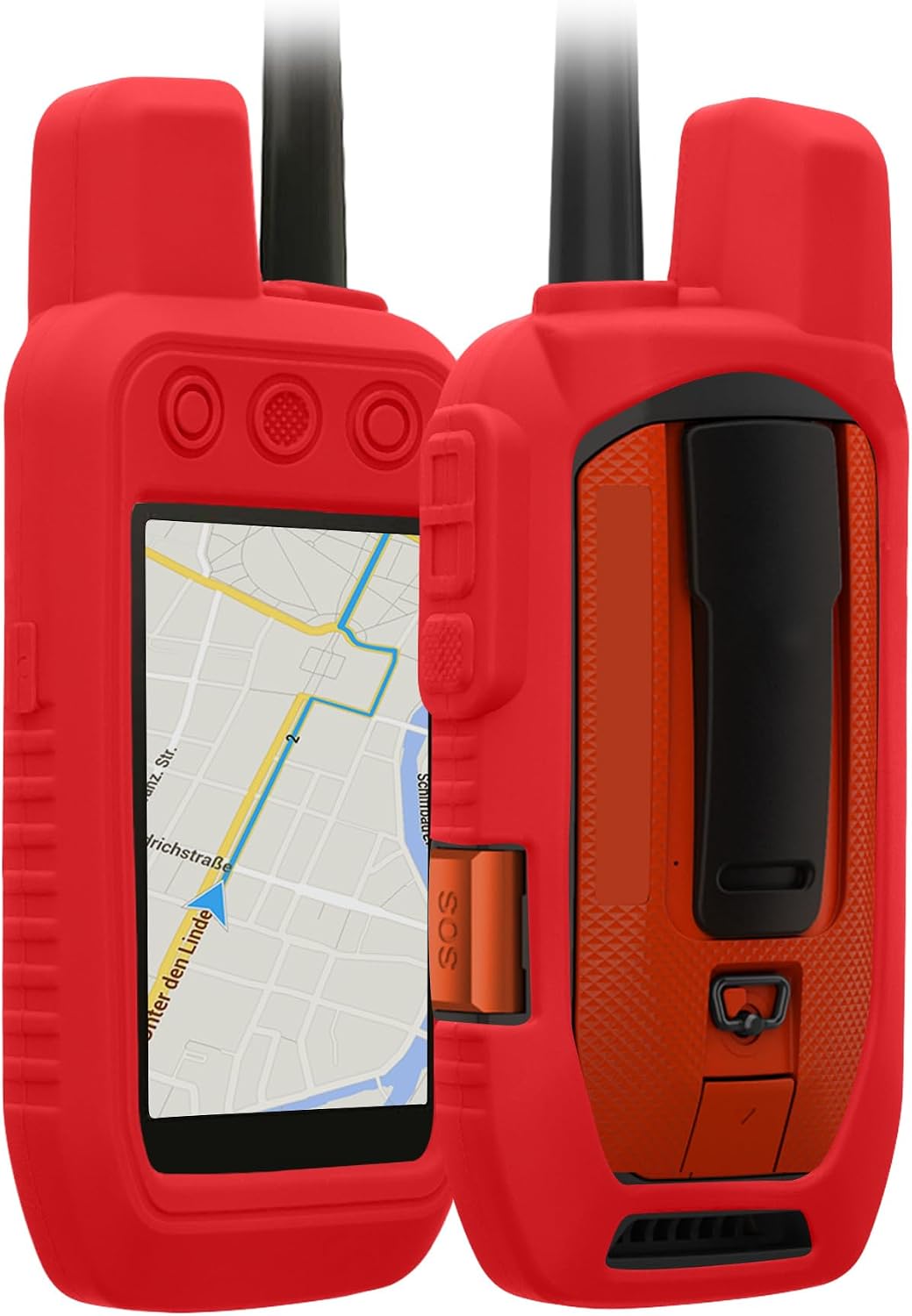 kwmobile Silicone Case for Garmin Alpha 200i / Alpha 300i Case - Protective Cover for GPS Handheld - Anti-Slip Outdoor Sleeve in Red