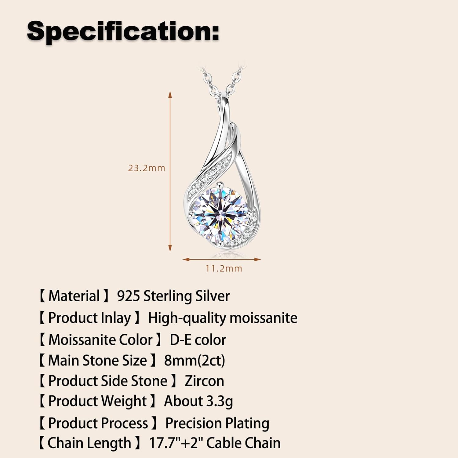 2CT Infinity Moissanite Pendant Necklace D Color VVS1 925 Sterling Silver Trendy Infinity Knot Necklace for Women Mom Wife (Silver) - Image 2