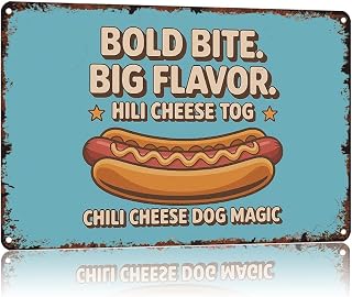 Chili Cheese Dog Hot Dog Metal Sign —Aluminum 8X12Inch For Wall Decoration In Bathroom, Bedroom, Living Room, Outdoor And Anywhere