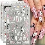 Halloween Nail Stickers for Nail Art Heart Web Pumpkin Halloween Nail Art Stickers 6PCS Spider Horror Bloody Ghost Fire Halloween Design Nail Decals Transfer Sliders for Nails Manicure Decorations
