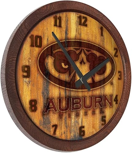 Miniatura 370 de The Fan-Brand NCAA Oklahoma Sooners: Faux Barrel Top Wall Clock Sports Team Bar Sign Décor - Home Man Cave, Party Decoration - Made On Demand