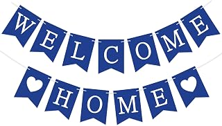 Yeaqee Welcome Home Banner Welcome Back Home Decorations Sign for Housewarming Homecoming Military Return Party Decorations Photo Booth Props Sign