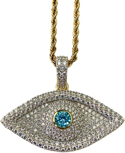 Jewelry, Iced Pendant, Rope Necklace 