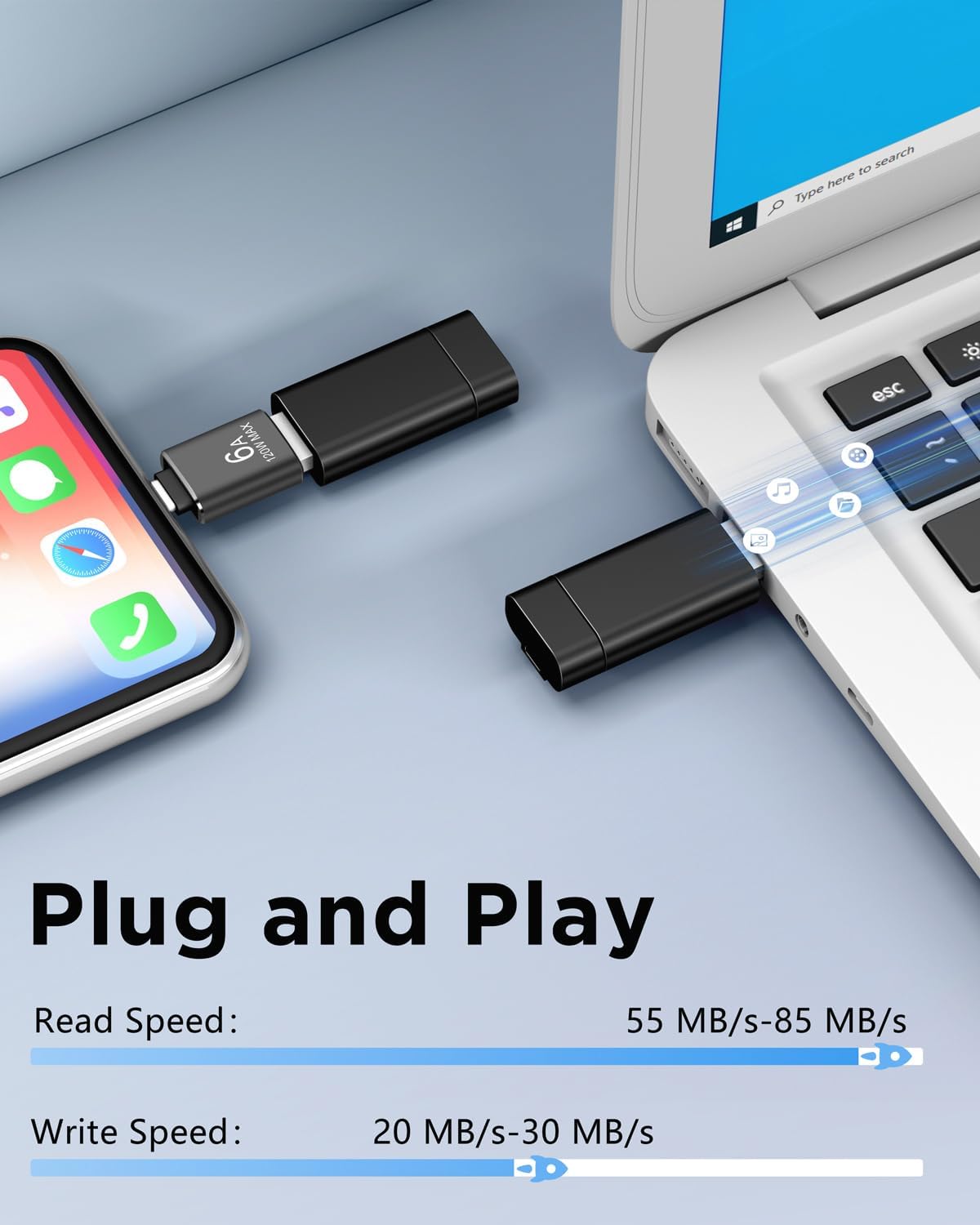 TEWENE 32GB Flash Drives 5 Pack USB 3.0 Flash Drive with 2PCS Type-C Adapter Thumb Drive with Unique Clip Retractable, USB Memory Stick Jump Drive for Data Transfer - 32GB Blue