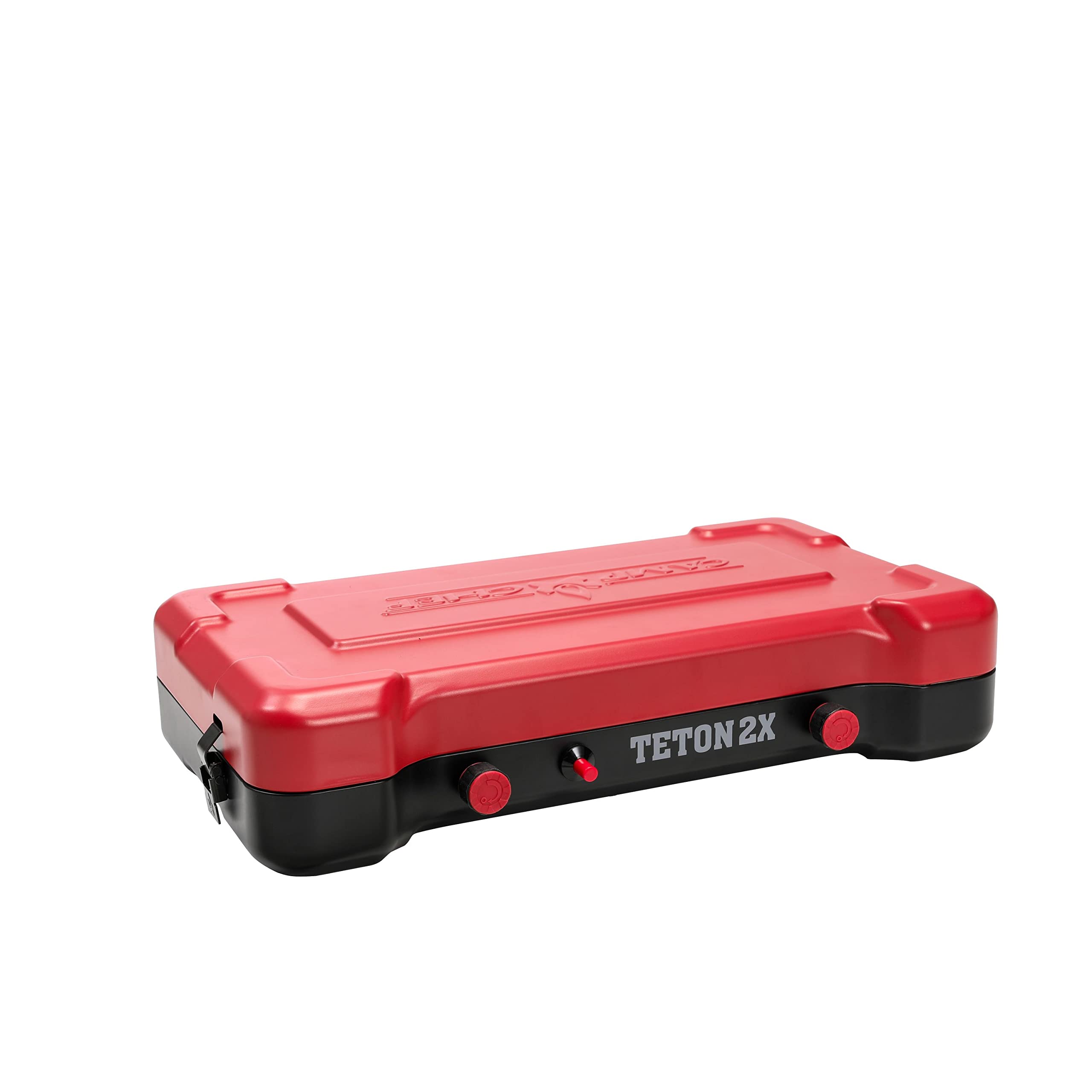 Camp Chef Teton 2X Cooking System - Two-Burner Compact Camp Stove - Lid Doubles as Windscreen - Portable Camping Cooking Stove with Matchless Ignition - For Outdoor Cooking - 317 Sq In Cooking Area