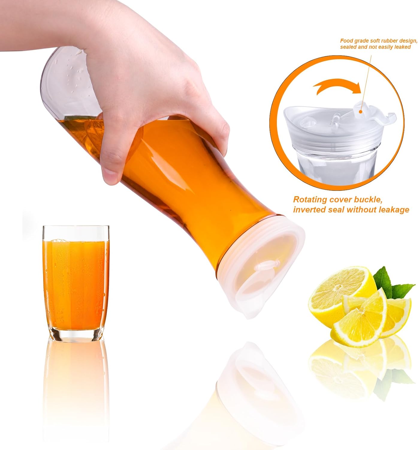 4 pack 35oz Plastic Water Carafe with Flip Top Lid, Round Base Juice Containers for Mimosa Bar - BPA-Free Leakproof Beverage Pitcher for Water, Iced Tea, Milk & Fridge Storage(4Pack/35oz ) - Image 3