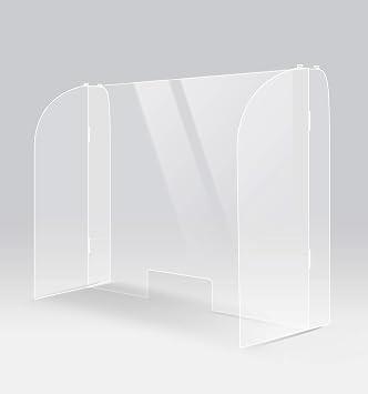 ShieldPix 40x28" Protective Sneeze Guard with Full Side, Acrylic Barrier Shield for Counter or Desk, Transparent Plexiglass Protection from Sneezes or Other Droplets with 5x11 Cutout Slot
