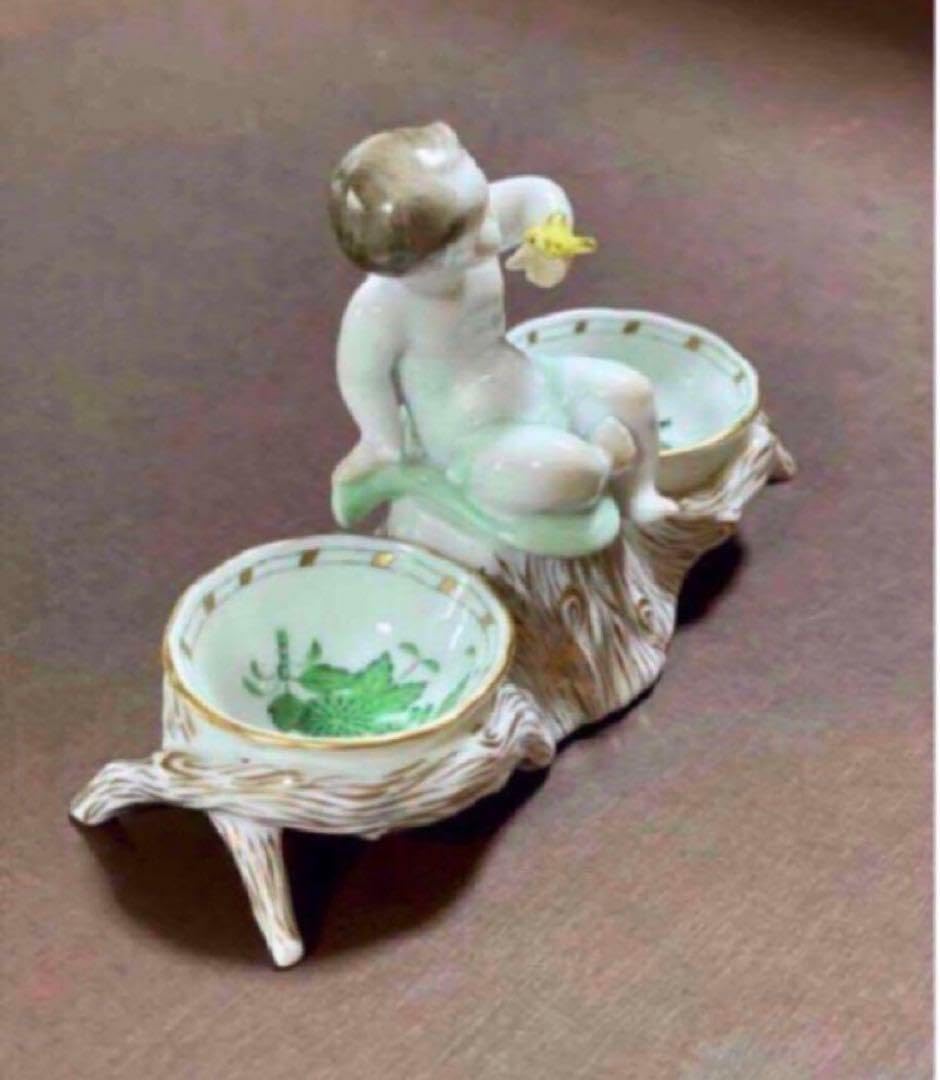 HEREND ヘレンドアポニーグリーンエンジェルセラーソルト＆ペッパー