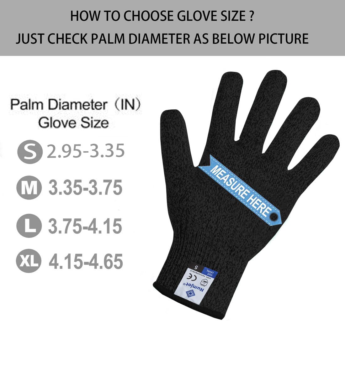 Cutting Gloves, Food Grade Level 5 Protection, Safety Kitchen Cut Gloves for Oyster Shucking, Fish Fillet Processing, Mandolin Slicing, Meat Cutting and Wood Carving. (Black-Small 1 Pairs) - Image 7