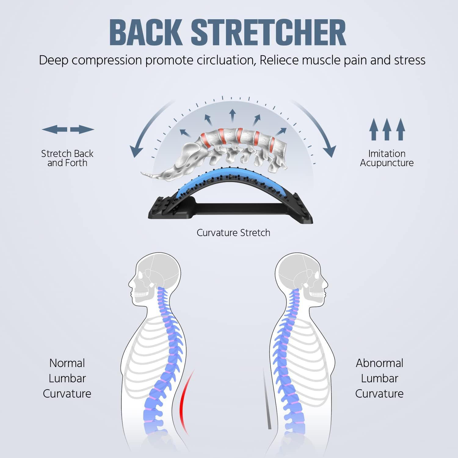 NNUIBY Back Stretcher for Lower Back Pain Relief, 3 Level Back Cracking Device for Herniated Disc, Scoliosis, Spine Decompression, Back Cracker Board, Lower and Upper Back Stretcher Support