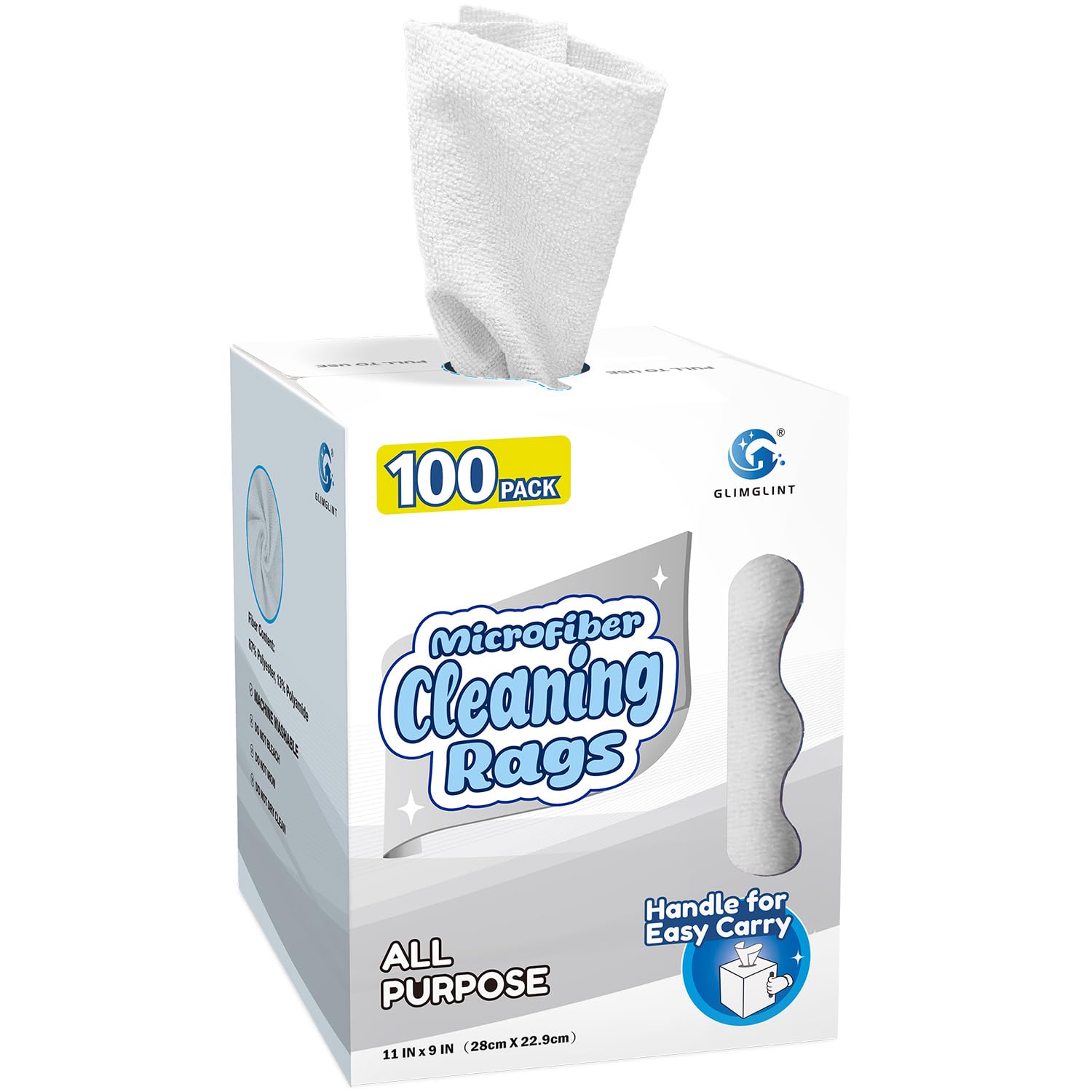 GLIMGLINT Microfiber Cleaning Cloth 100 Pack, Reusable Paper Towels 11 x 9