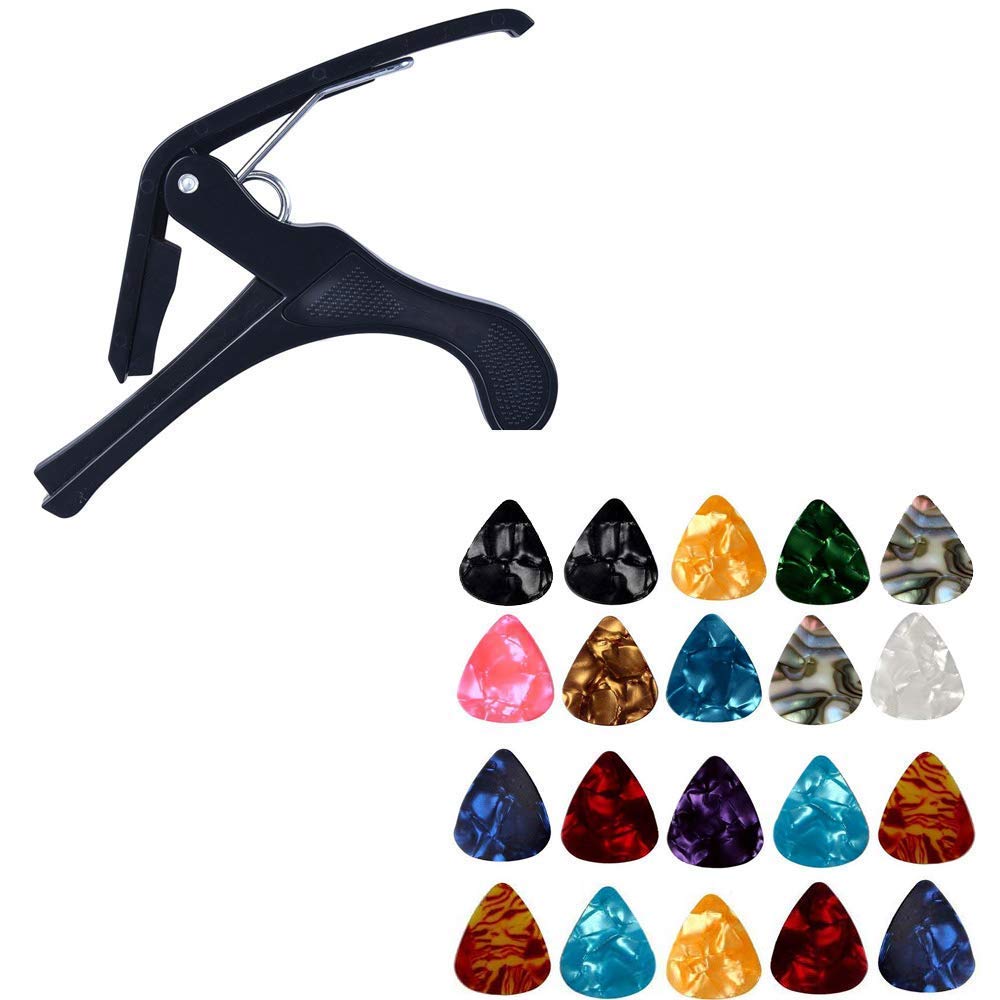 MUSTANG Guitar Accessory Combo – 20 Colorful Picks & 1 Capo for Acoustic & Electric Guitars | Premium Plectrum Set for Beginners & Professionals | Gift for Men, Women, Teens & Musicians-image-5