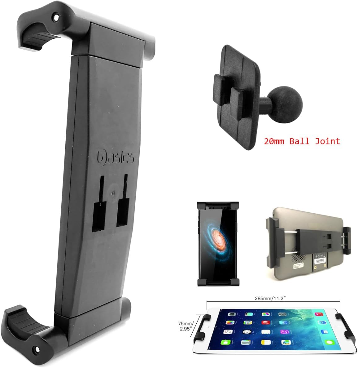 ChargerCity 360° Swivel Tablet Smartphone Mount Holder w/5/8 Tripod Mic Microphone Stand Adapter for iPad Air Mini iPhone Pro Max Galaxy Ultra Tab Pixel Slate